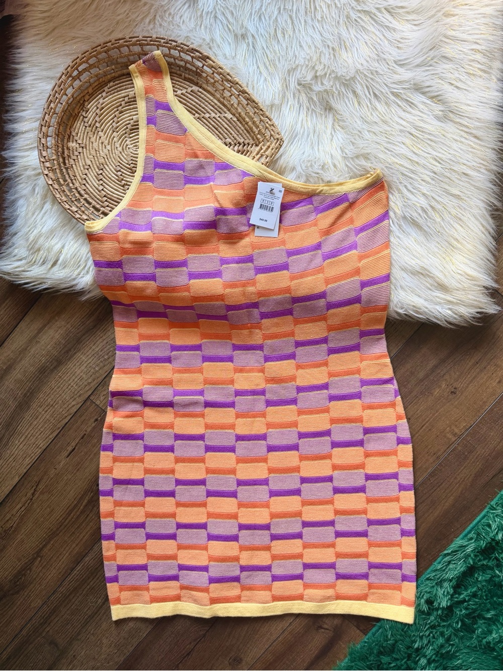 Cotton On Curve One Shoulder Knit Mini Dress Size 16 Retro Y2K Mod Size 16